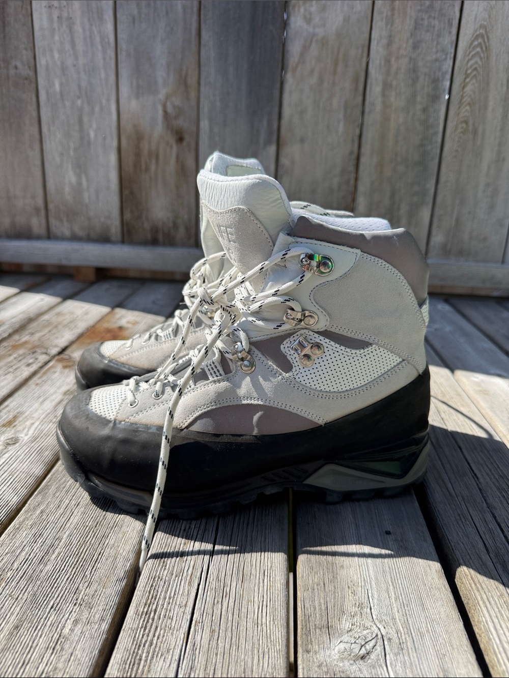 Ganni Women's Hiking Boots in White, Gray and Black